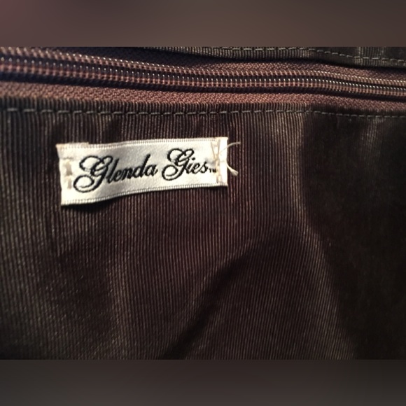 Glenda Gies tote shoulder bag purse brocade floral vintage look chenille leather - Picture 5 of 6